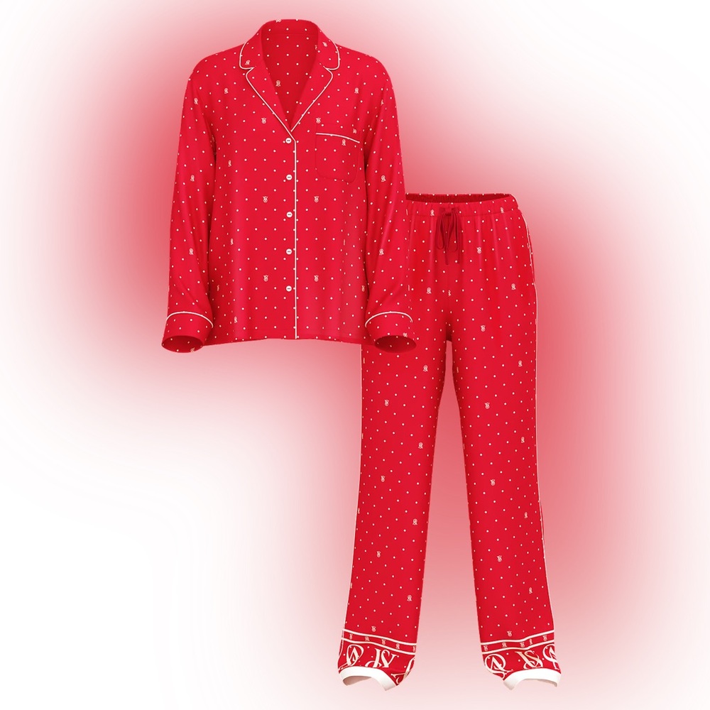 NWT VICTORIA'S SECRET Glazed Satin Long Pajama Set - Picture 4 of 5